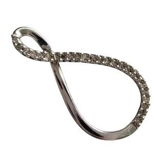 10K White Gold Genuine Diamond Infinity Pendant